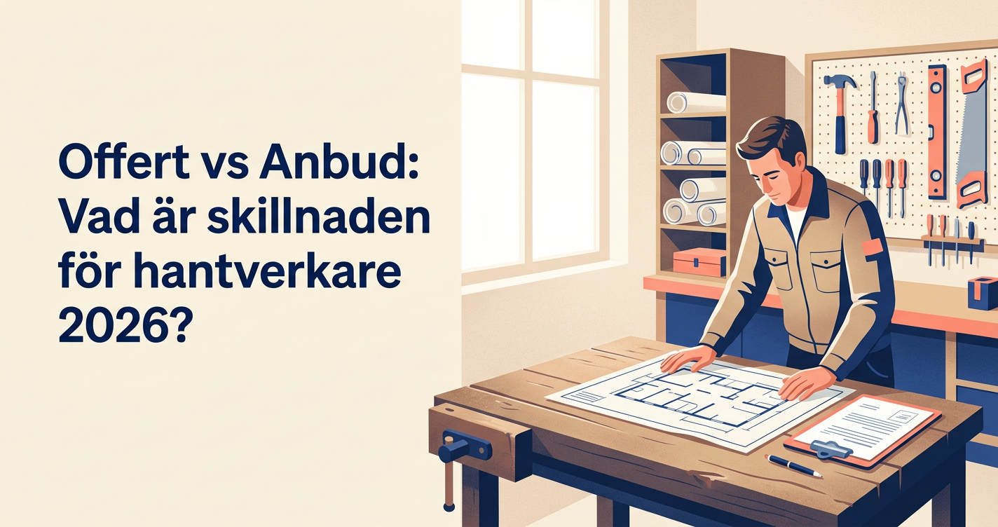Offert vs Anbud: Vad är skillnaden för hantverkare 2026?